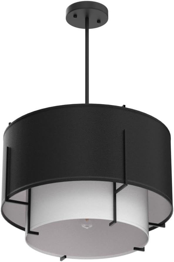 4-Light Black Farmhouse Drum Fabric Chandelier