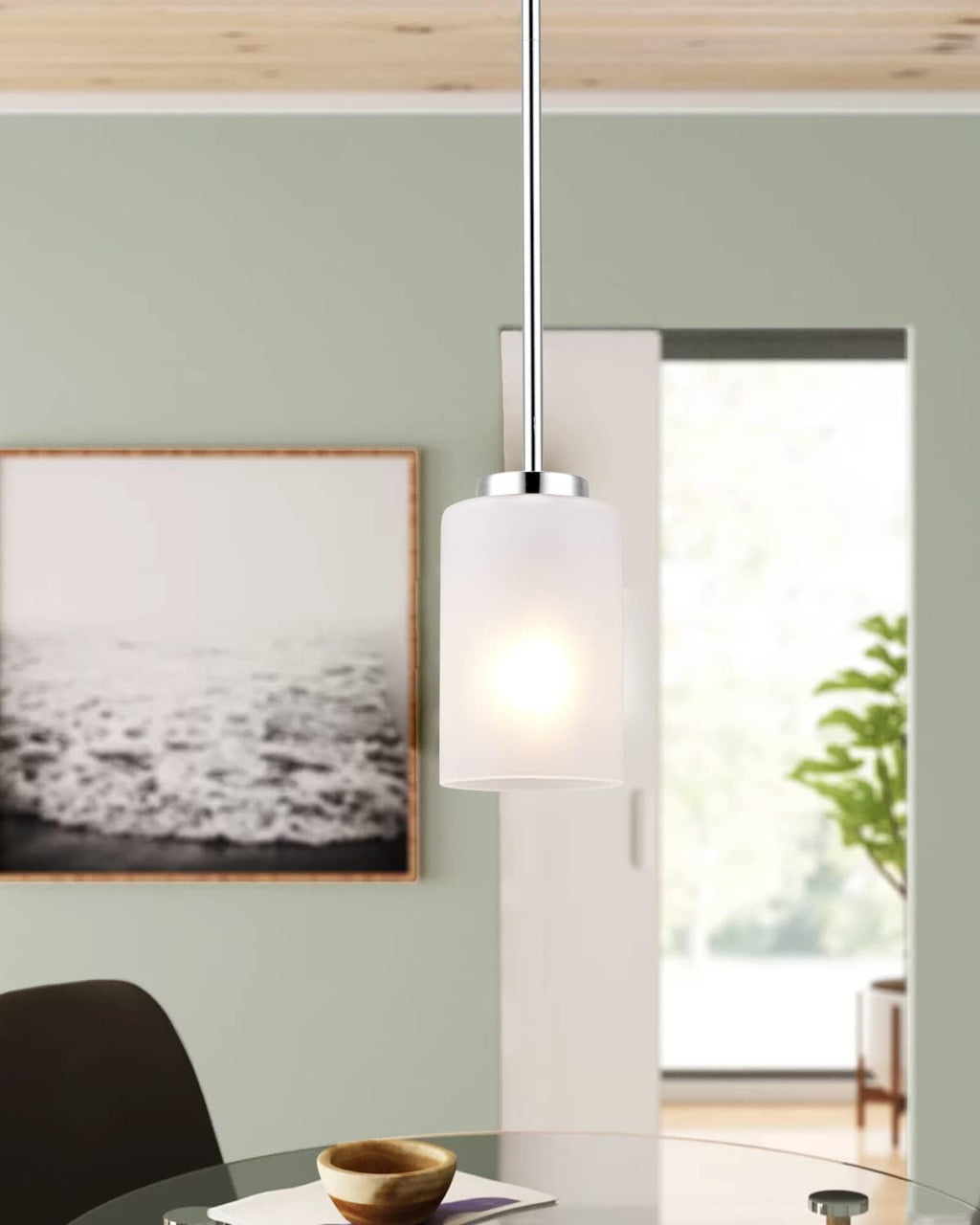2-Pack Brushed Nickel Frosted Glass Mini Pendant Lights
