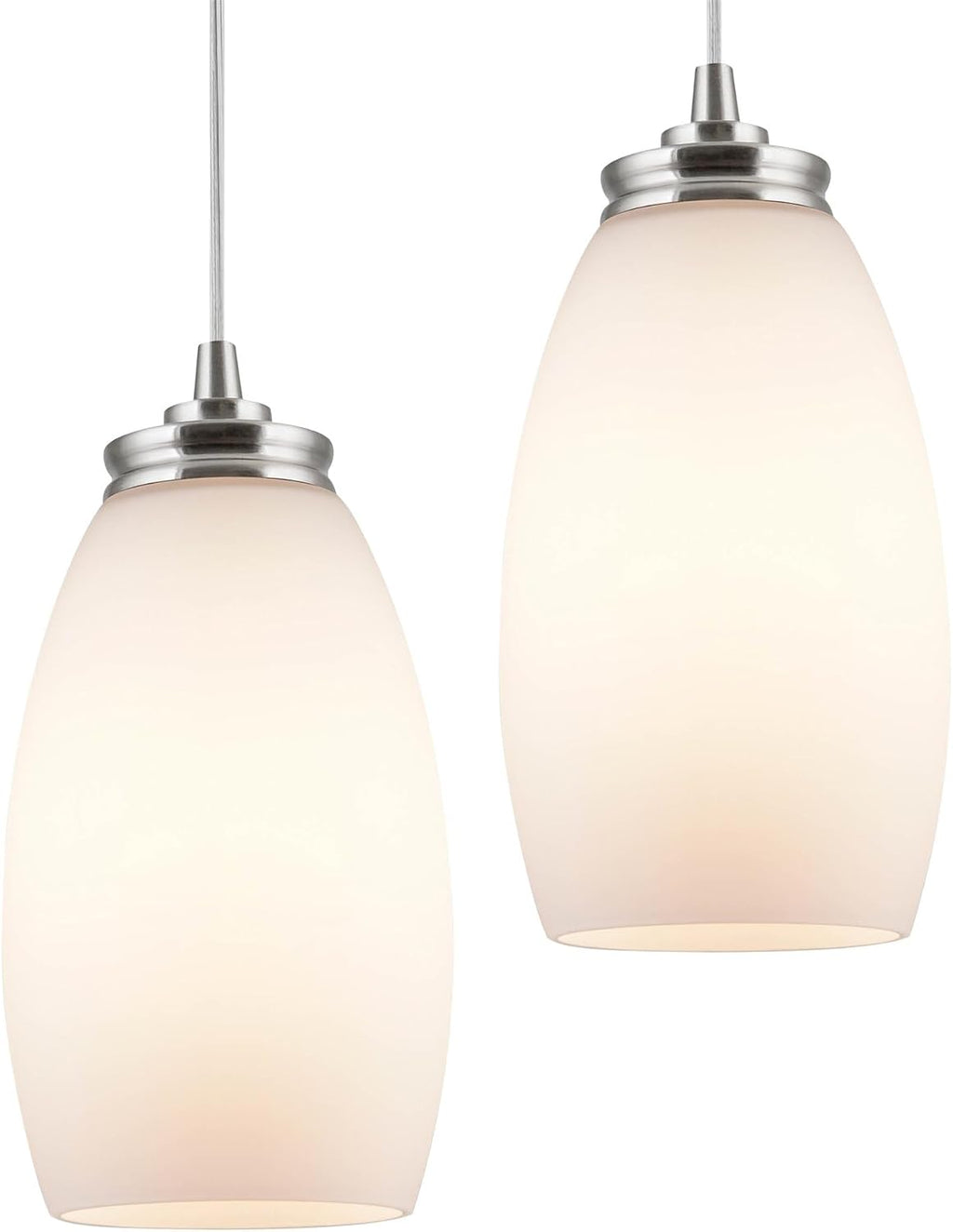 2-Pack Brushed Nickel Oval Frosted Glass Mini Pendant Lights