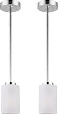 2-Pack Brushed Nickel Frosted Glass Mini Pendant Lights