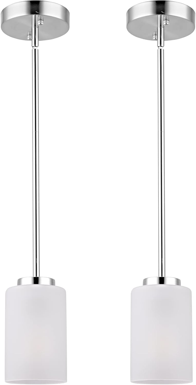 2-Pack Brushed Nickel Frosted Glass Mini Pendant Lights