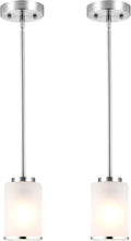 2-Pack Brushed Nickel Frosted Glass Pendant Lights