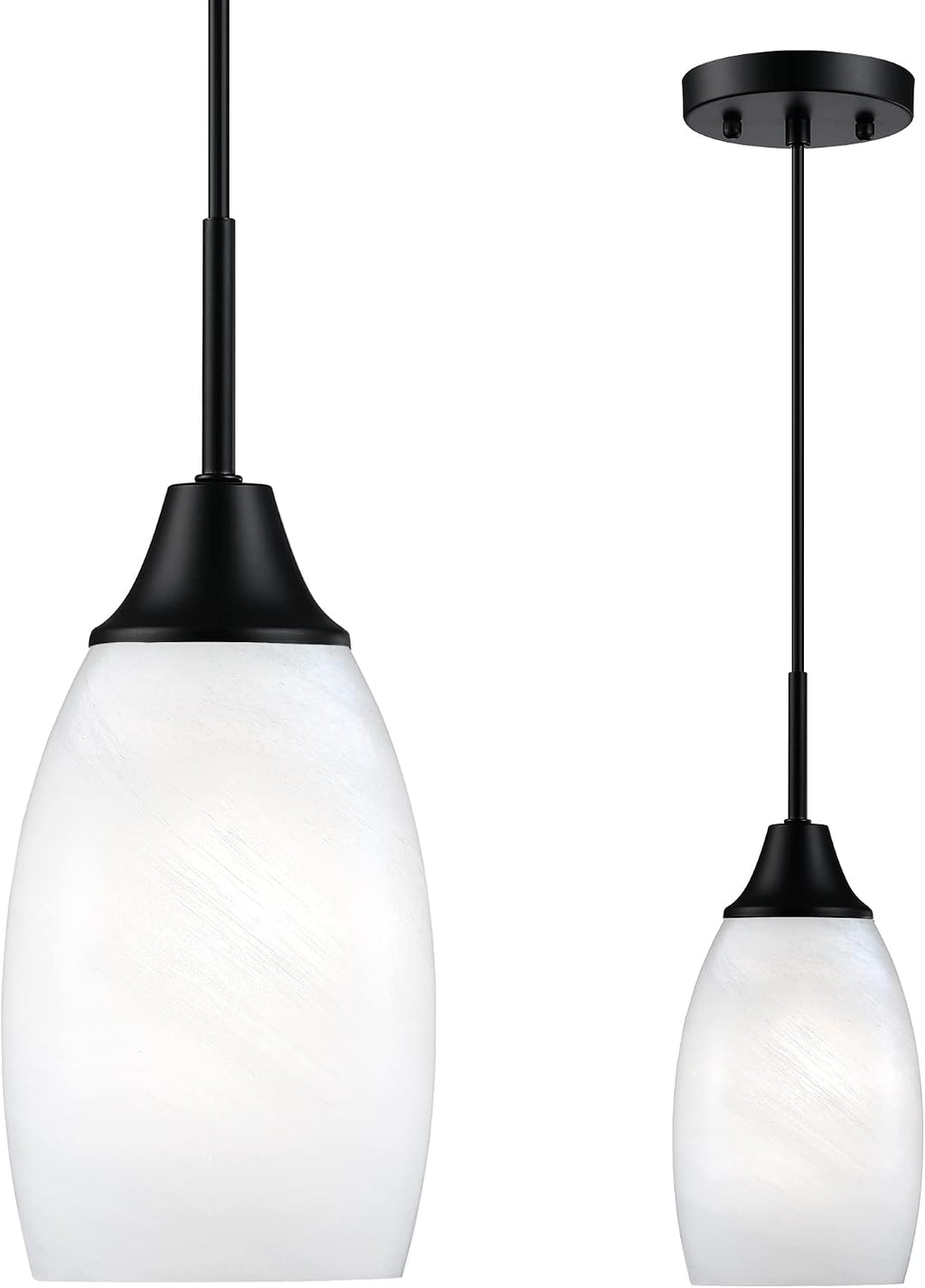 Matte Black Oval Handblown Glass Mini Pendant Light