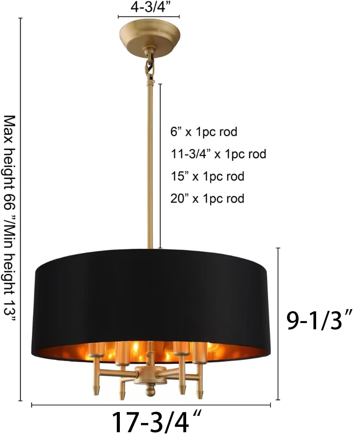 Gold Linen Drum 4-Light Chandelier