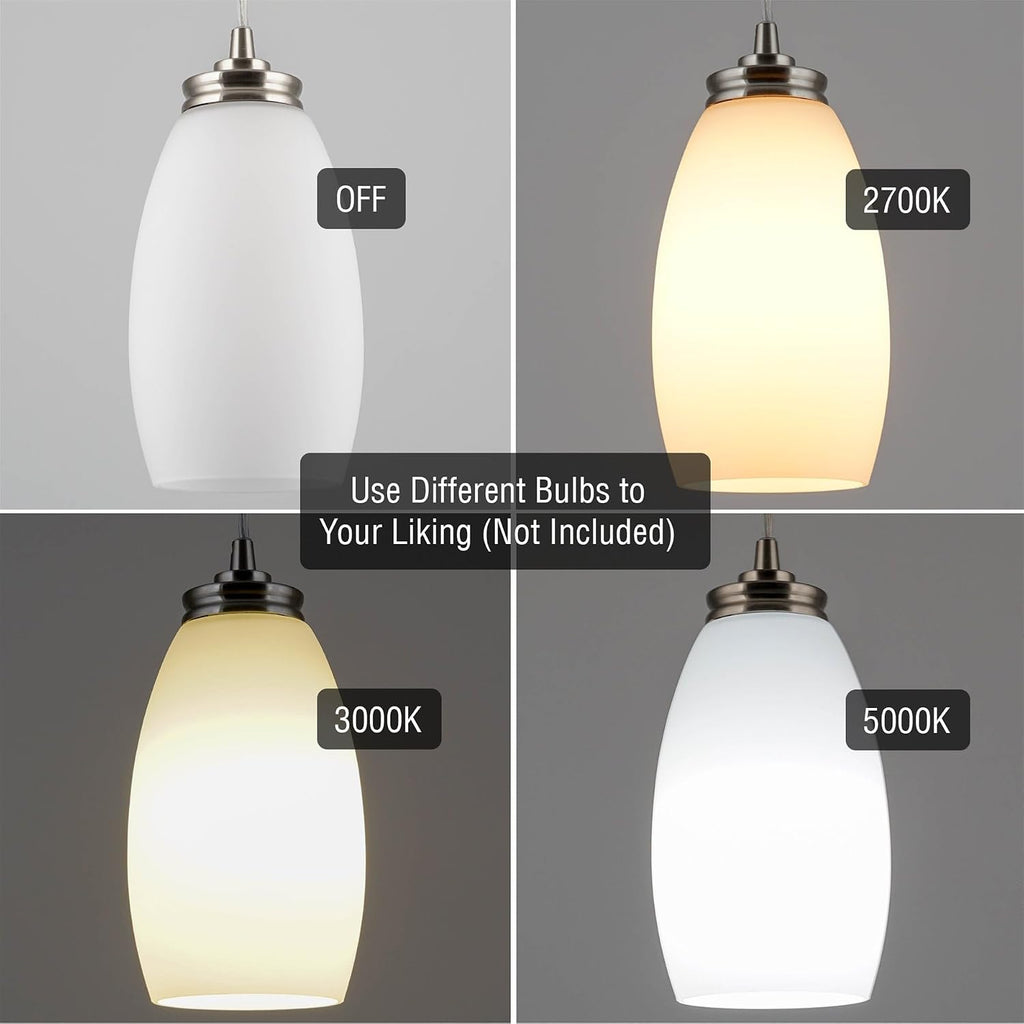2-Pack Brushed Nickel Oval Frosted Glass Mini Pendant Lights