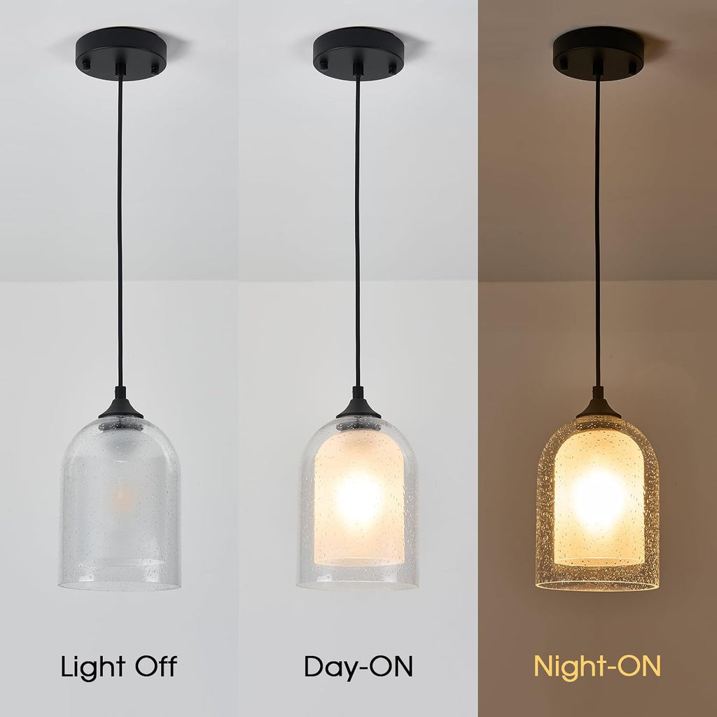 Black Cylinder Frosted Glass Mini Pendant Light