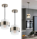 2 Pack Brushed Nickel Frosted Glass Mini Pendant Lights