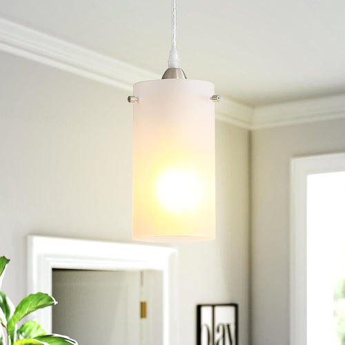 2 Pack Brushed Nickel Frosted Glass Mini Pendant Lights