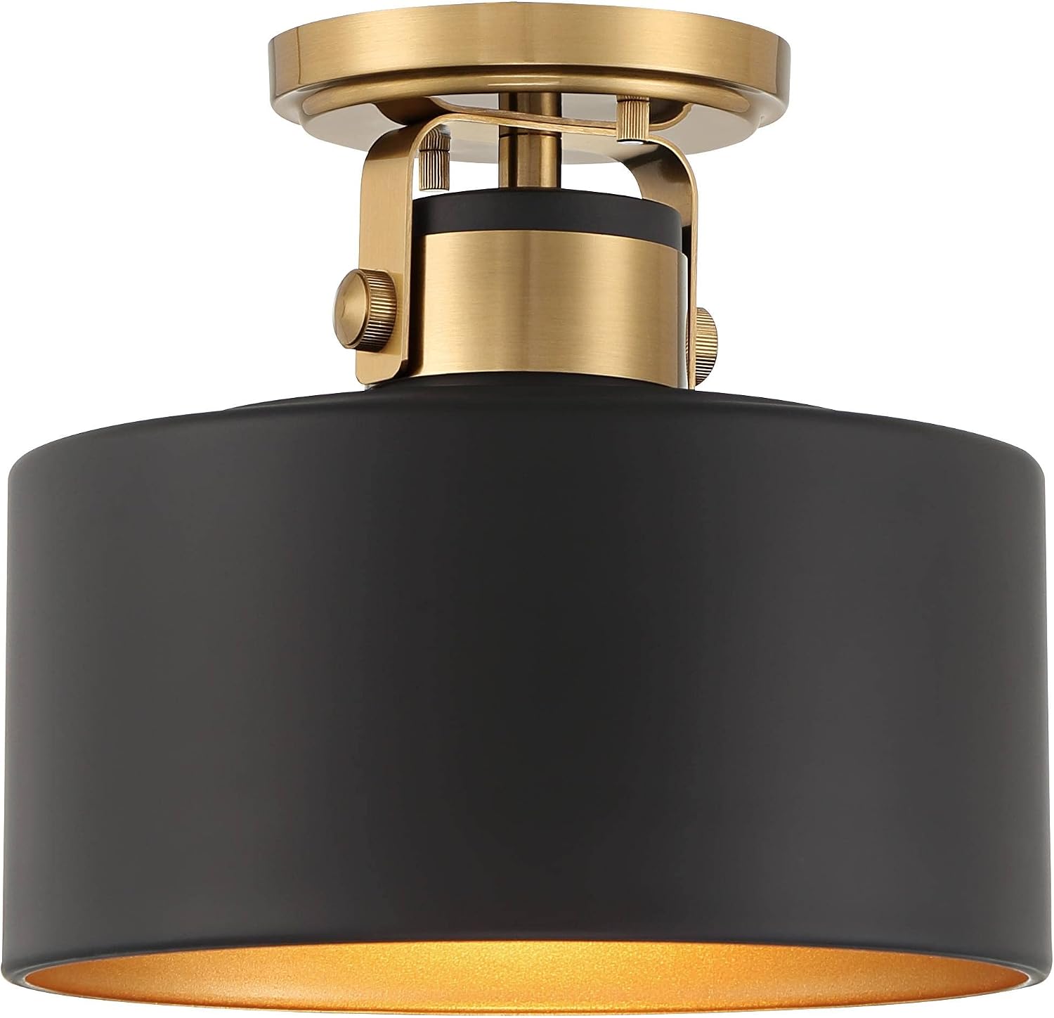 Gold Black Drum Semi Flush Ceiling Light