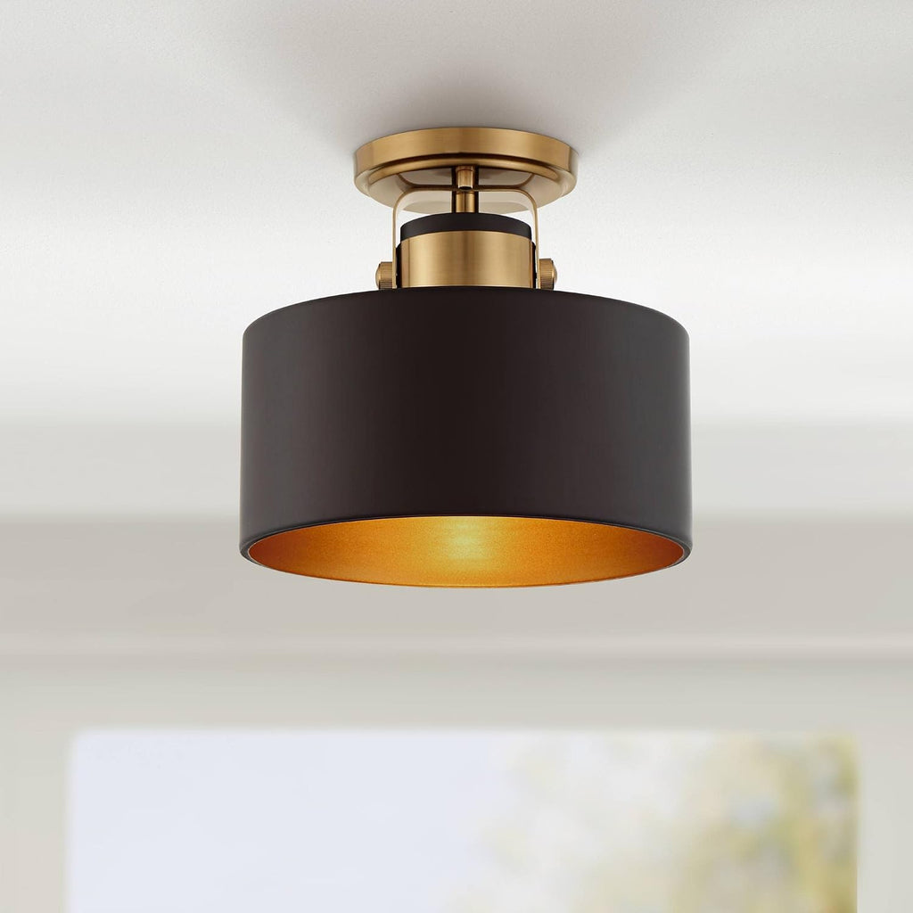 Gold Black Drum Semi Flush Ceiling Light