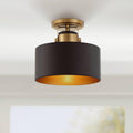 Gold Black Drum Semi Flush Ceiling Light