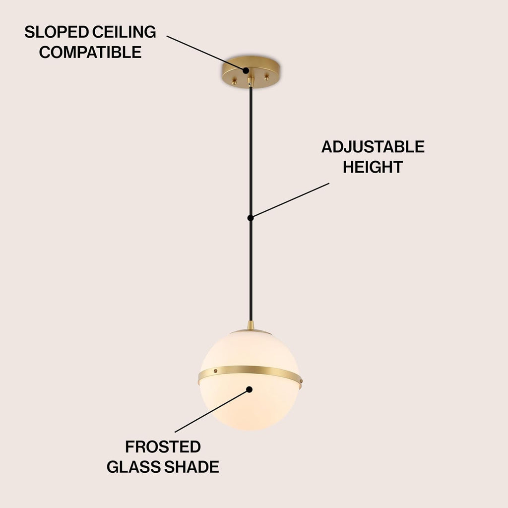 Gold White Globe LED Frosted Glass Pendant Light