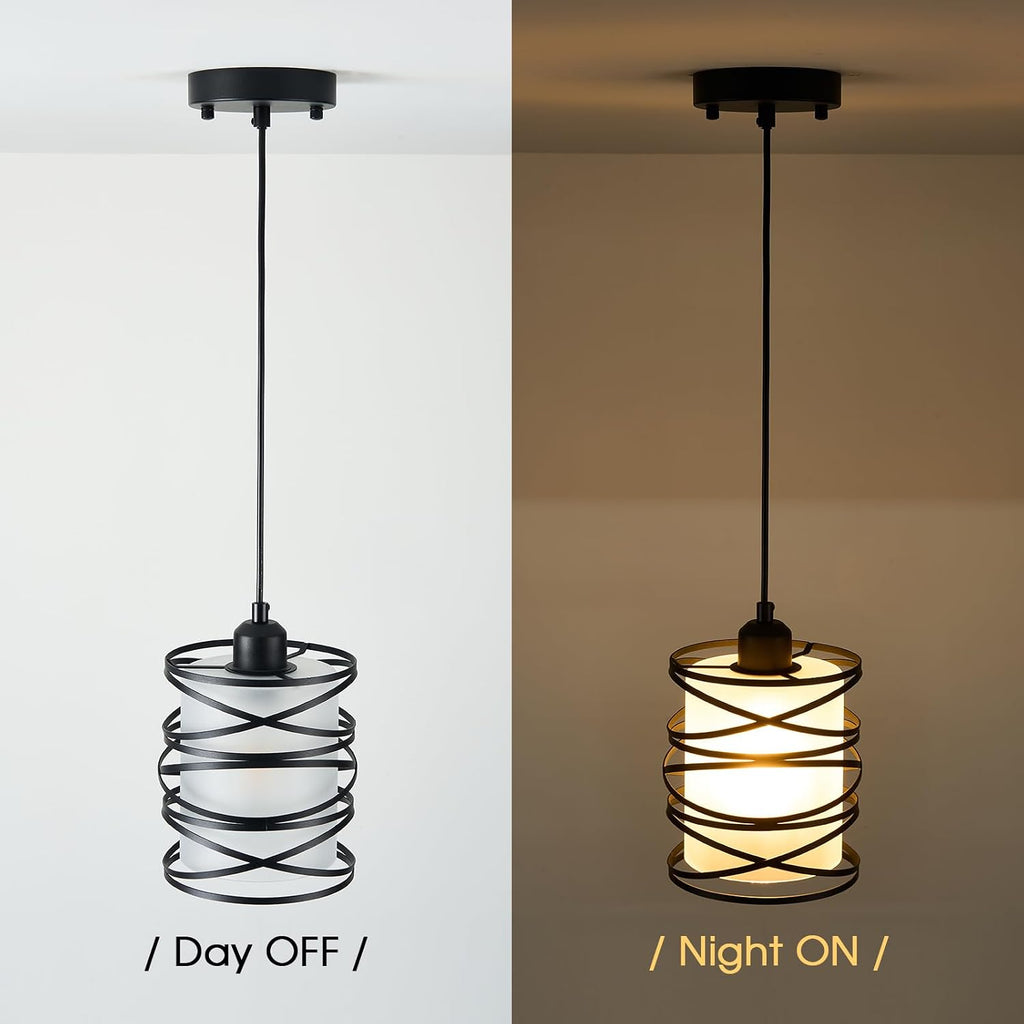Spiral Cage Handblown Glass Mini Pendant Light