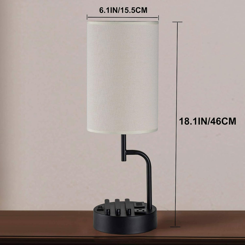 2 Pack Cream USB Charging Bedside Table Lamps