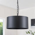 14.96" Black 3-Light Chain Drum Pendant Light