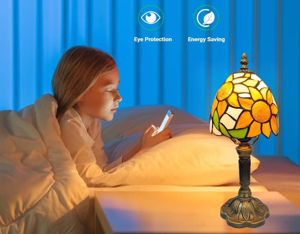 Sunflower Stained Glass Tiffany Small Table Lamp