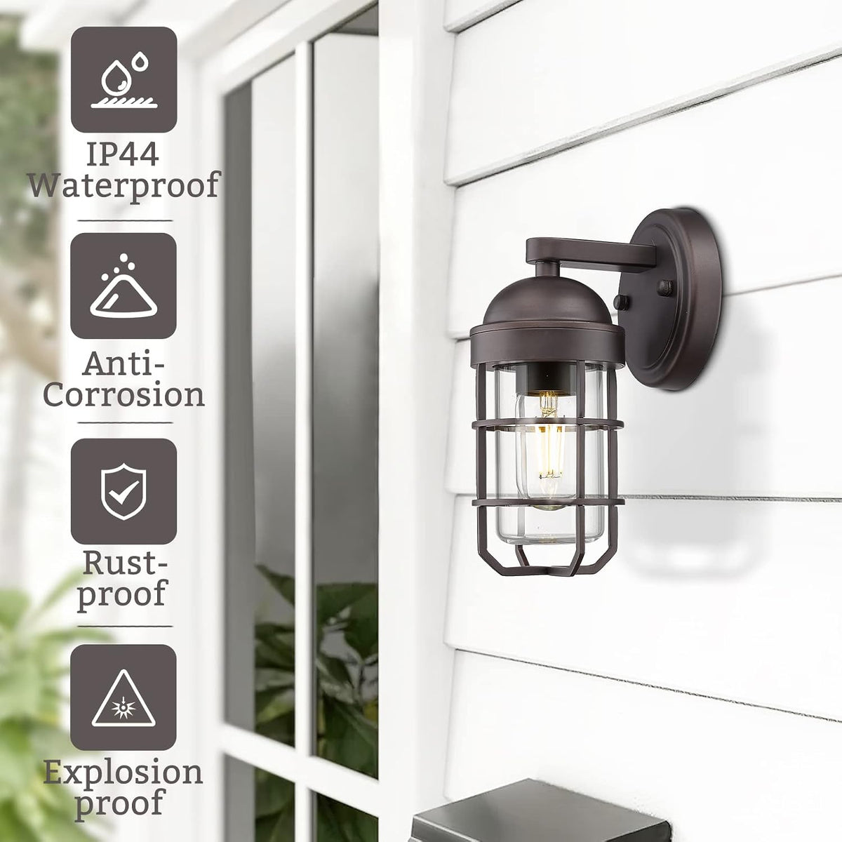2 Pack Oil Rubbed Bronze Nautical Cage Outdoor Wall Sconces