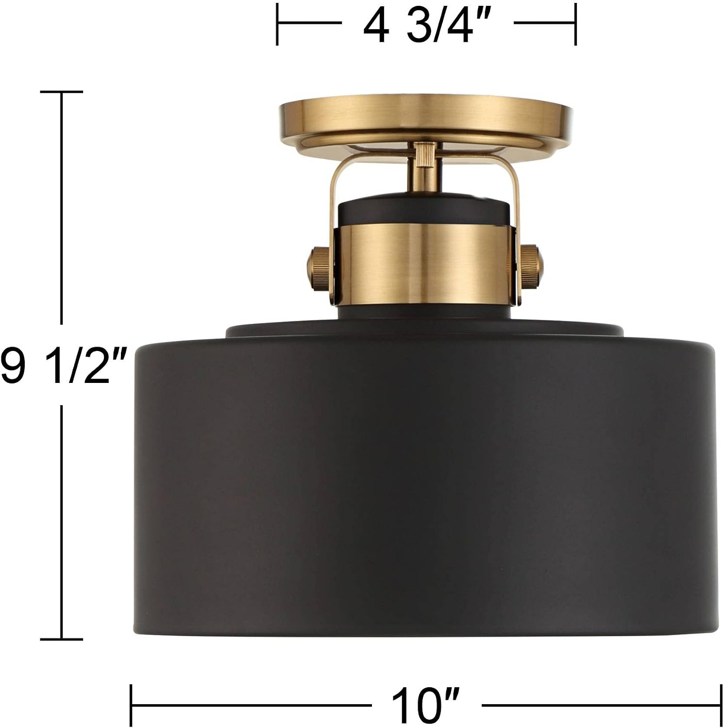Gold Black Drum Semi Flush Ceiling Light