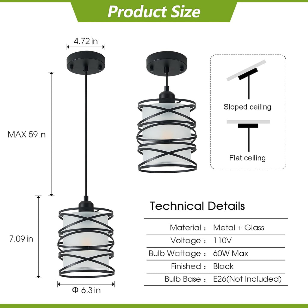 Spiral Cage Handblown Glass Mini Pendant Light