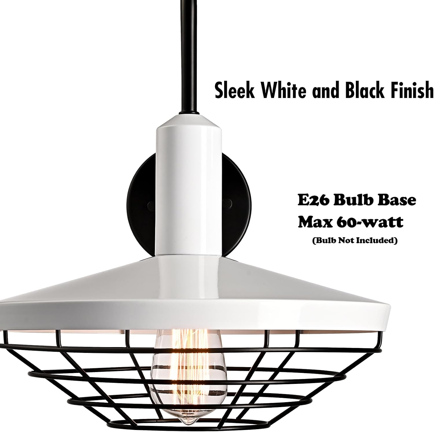 Black Cage Gooseneck White Barn Shade Farmhouse Wall Sconce