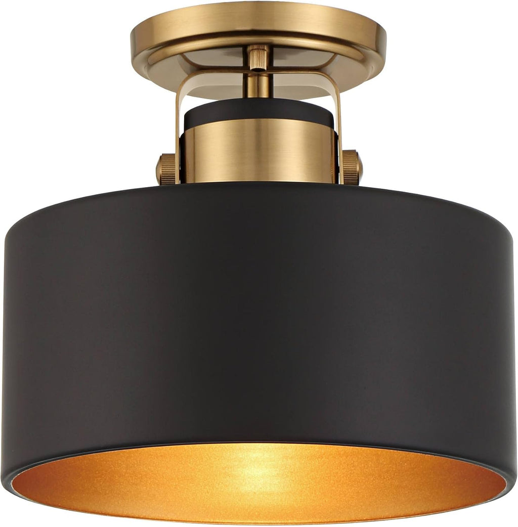 Gold Black Drum Semi Flush Ceiling Light