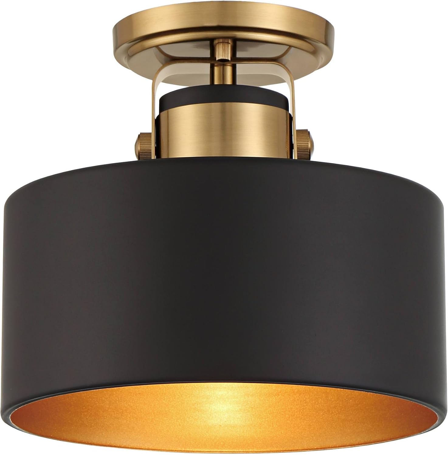 Gold Black Drum Semi Flush Ceiling Light