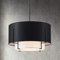 4-Light Black Farmhouse Drum Fabric Chandelier