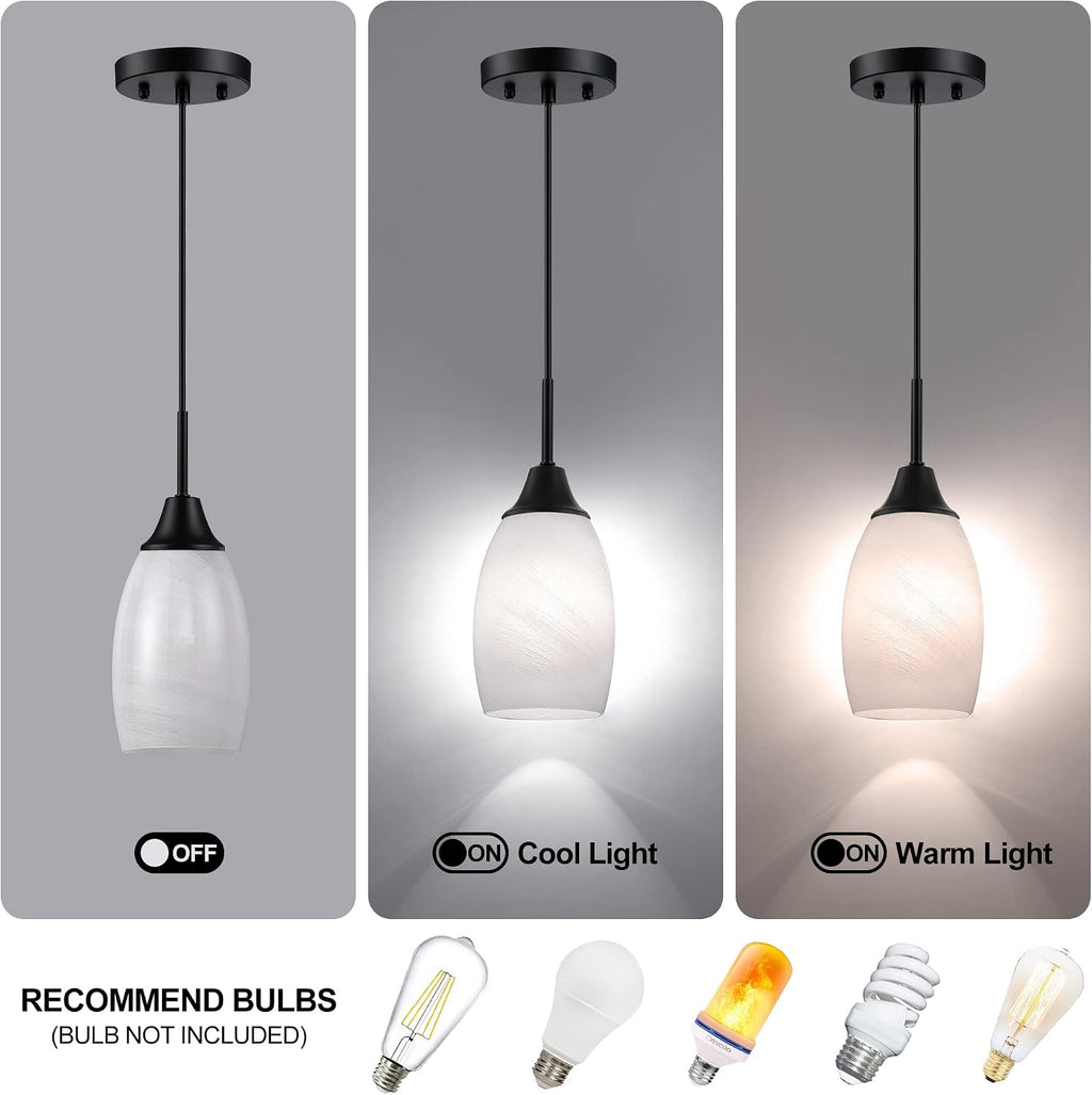 Matte Black Oval Handblown Glass Mini Pendant Light