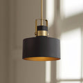 Courtney Black Gold Drum Mini Pendant Light