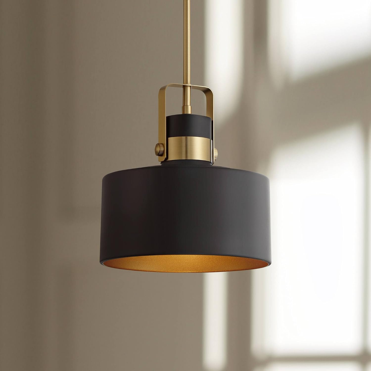 Courtney Black Gold Drum Mini Pendant Light