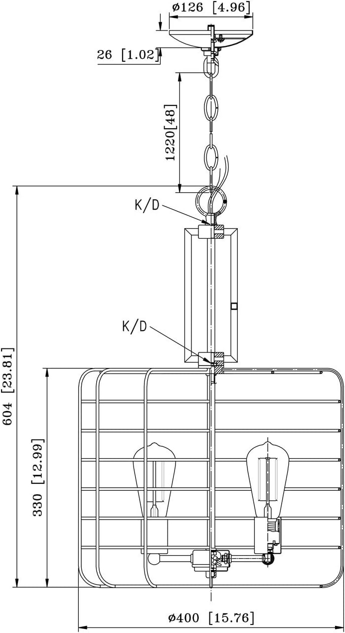 Coffee Bronze Wire Cage 4-Light Ajax Chandelier