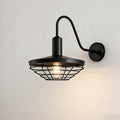 Black Gooseneck Cage Barn Shade Farmhouse Wall Sconce