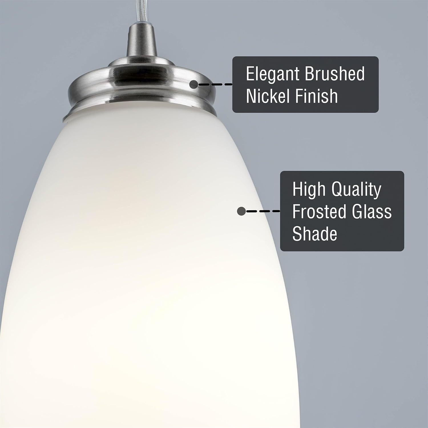 2-Pack Brushed Nickel Oval Frosted Glass Mini Pendant Lights