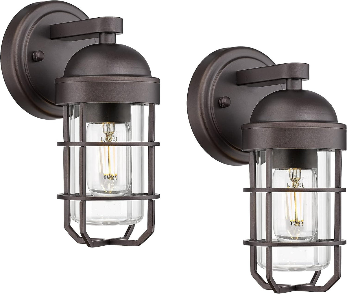 2 Pack Oil Rubbed Bronze Nautical Cage Outdoor Wall Sconces