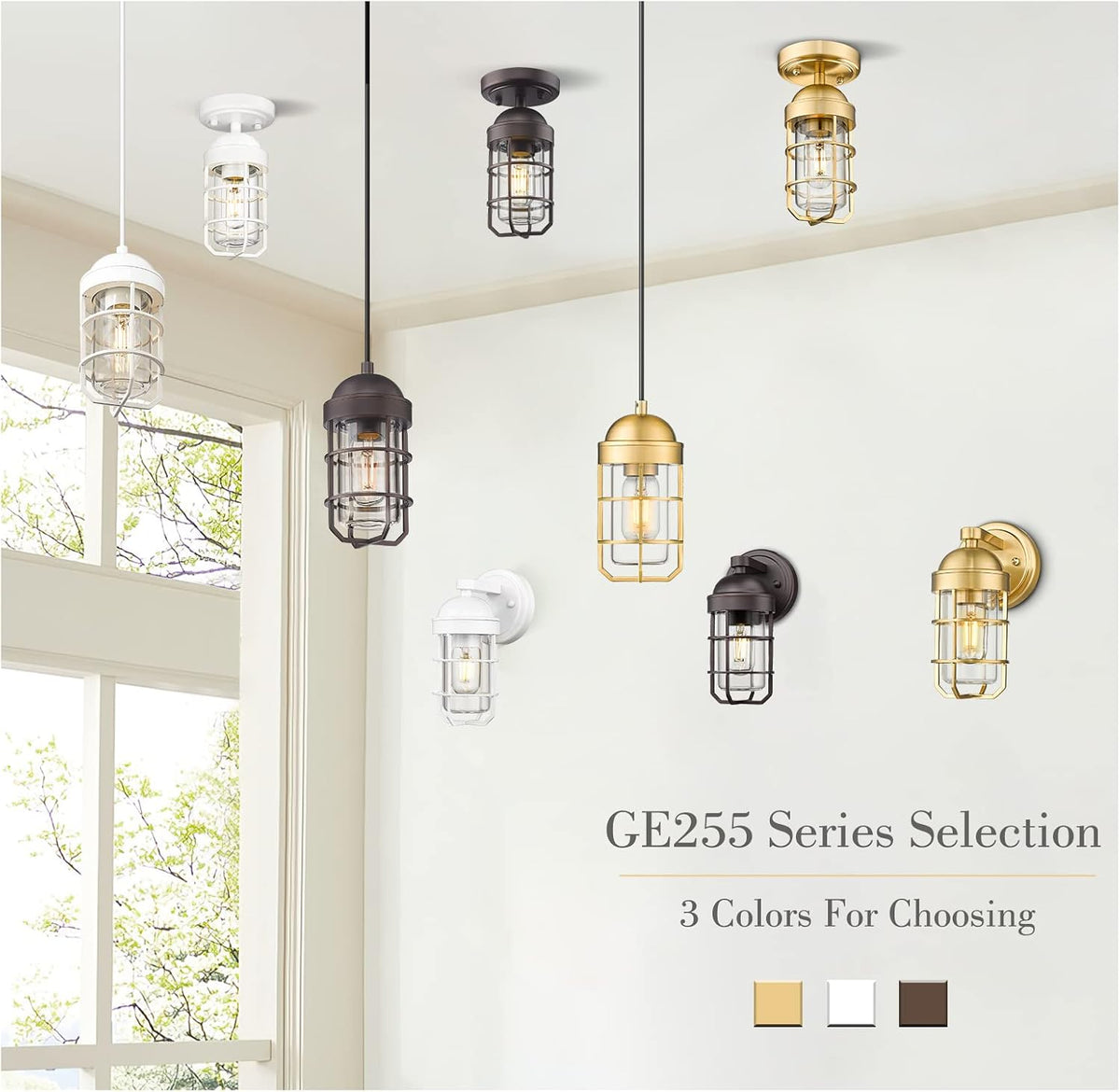 2 Pack Oil Rubbed Bronze Nautical Cage Outdoor Wall Sconces