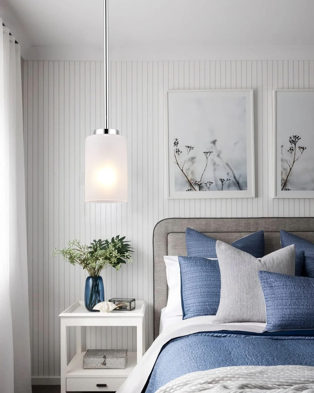 2-Pack Brushed Nickel Frosted Glass Mini Pendant Lights