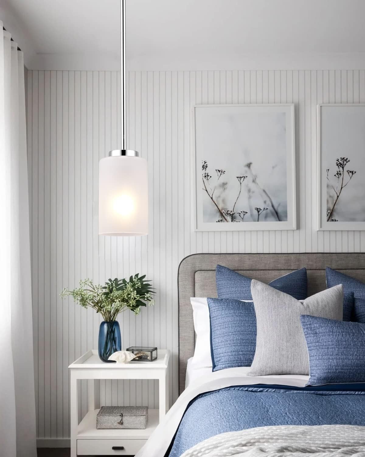 2-Pack Brushed Nickel Frosted Glass Mini Pendant Lights