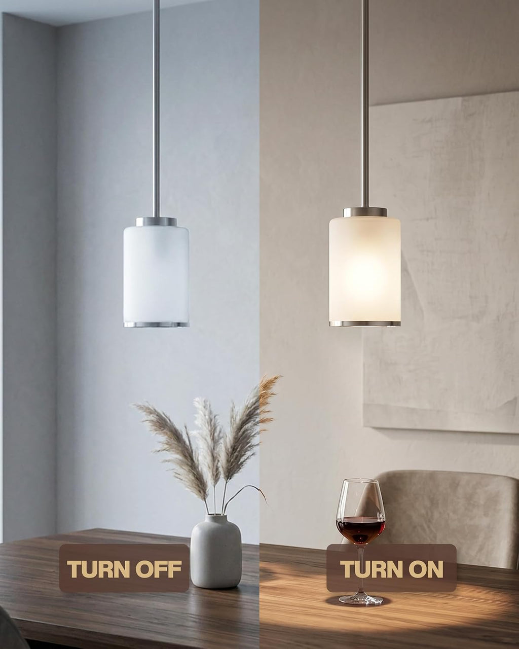 2-Pack Brushed Nickel Frosted Glass Pendant Lights