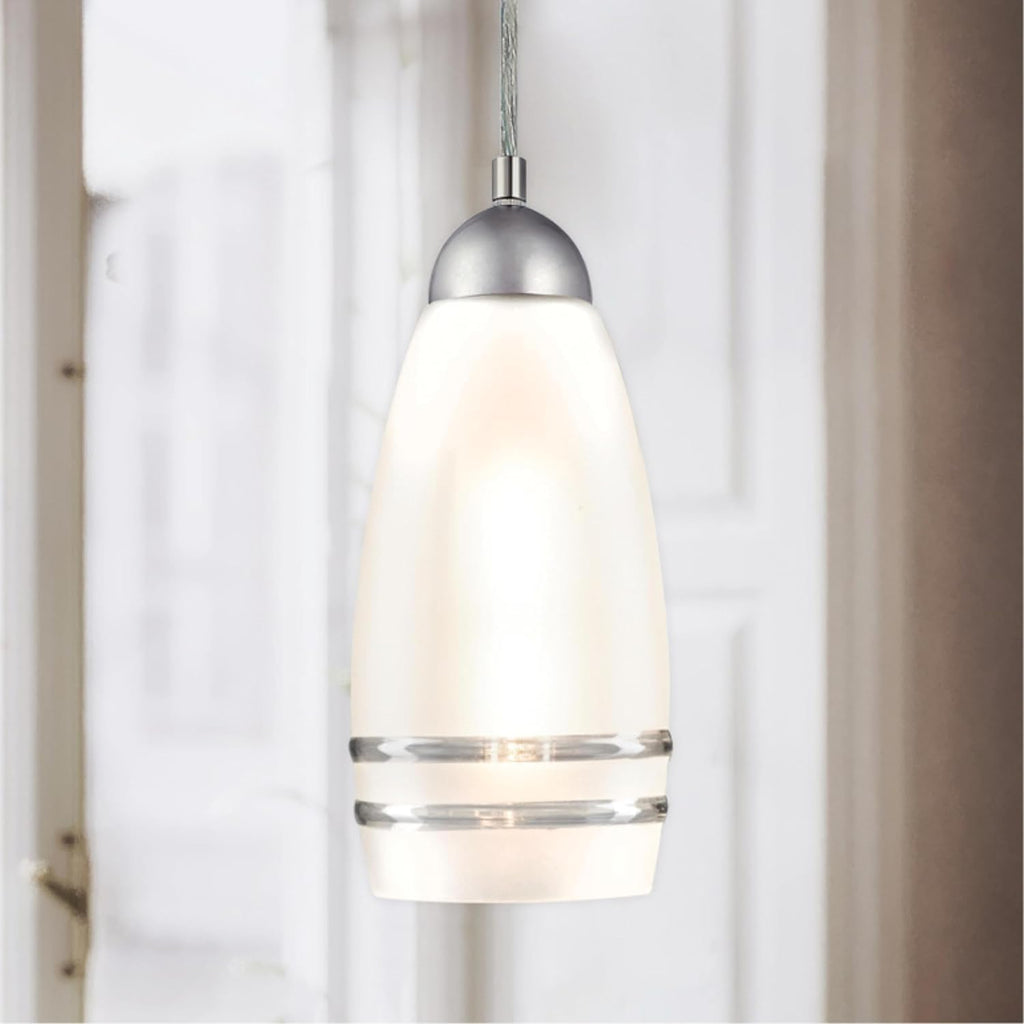 Brushed Nickel Frosted Glass Mini Pendant
