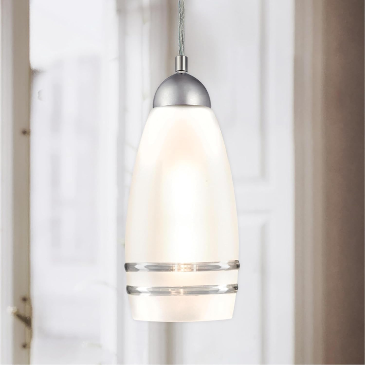 Brushed Nickel Frosted Glass Mini Pendant