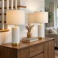 2 Pack Gold Base Ceramic Farmhouse Table Lamps