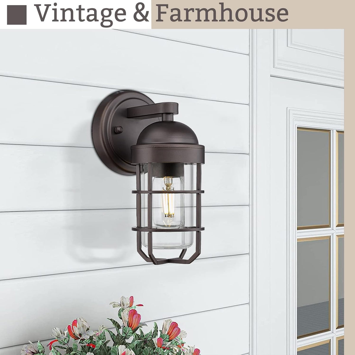 2 Pack Oil Rubbed Bronze Nautical Cage Outdoor Wall Sconces