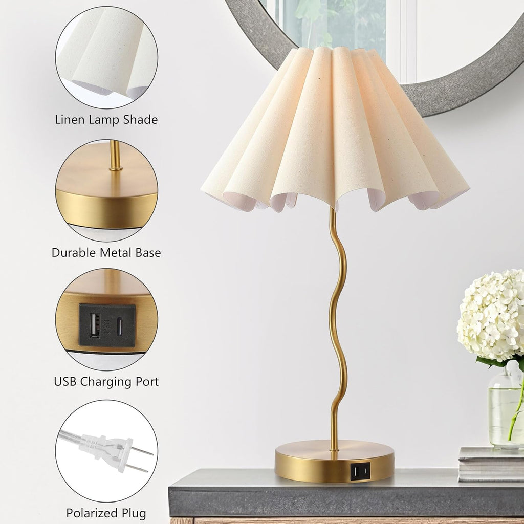 Pleated Linen Shade Modern Bedside Table Lamp