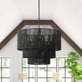Black Hemp Rope Farmhouse Pendant Light