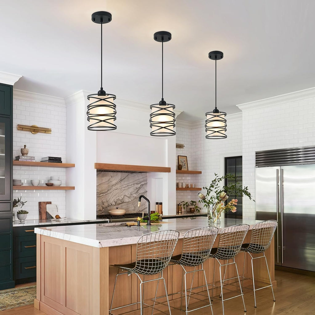 Spiral Cage Handblown Glass Mini Pendant Light