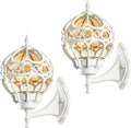 2 Pack White Globe Amber Glass Cage Outdoor Wall Sconces