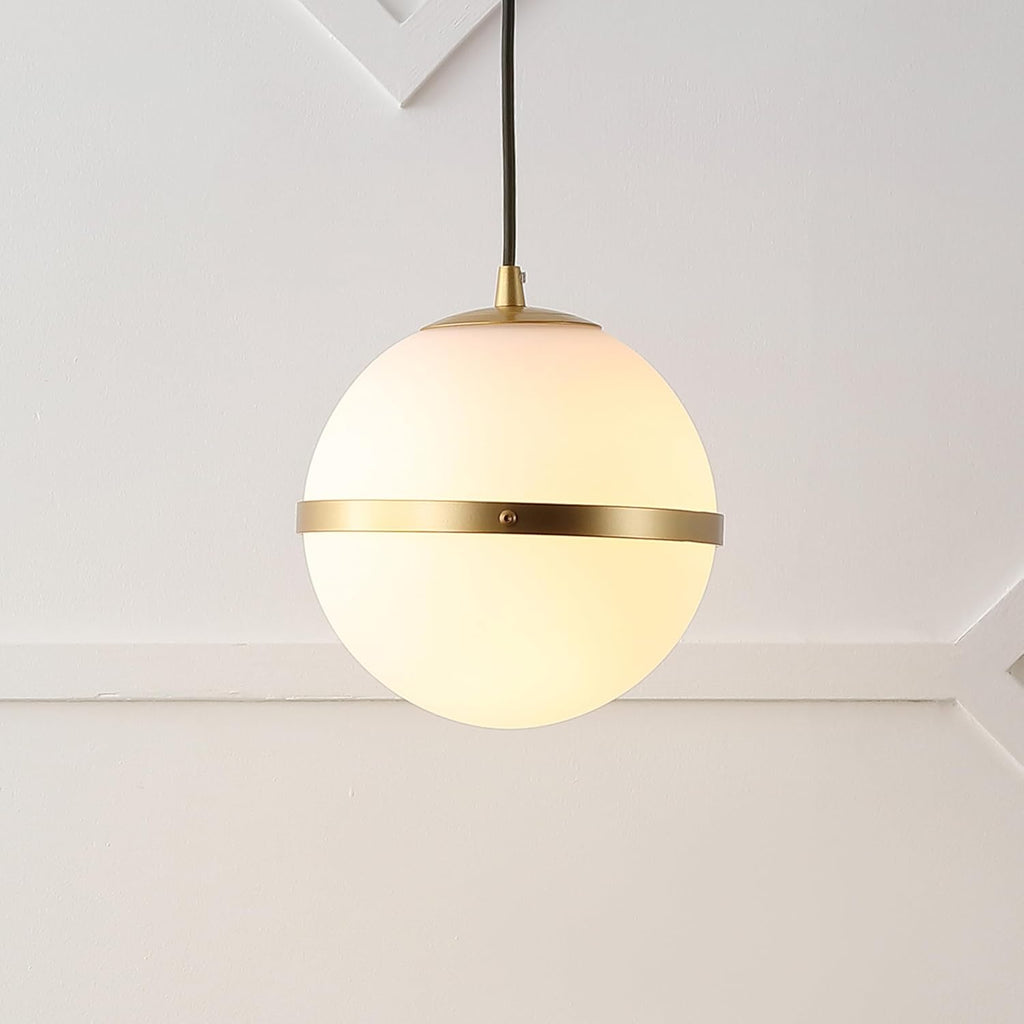 Gold White Globe LED Frosted Glass Pendant Light