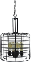 Coffee Bronze Wire Cage 4-Light Ajax Chandelier