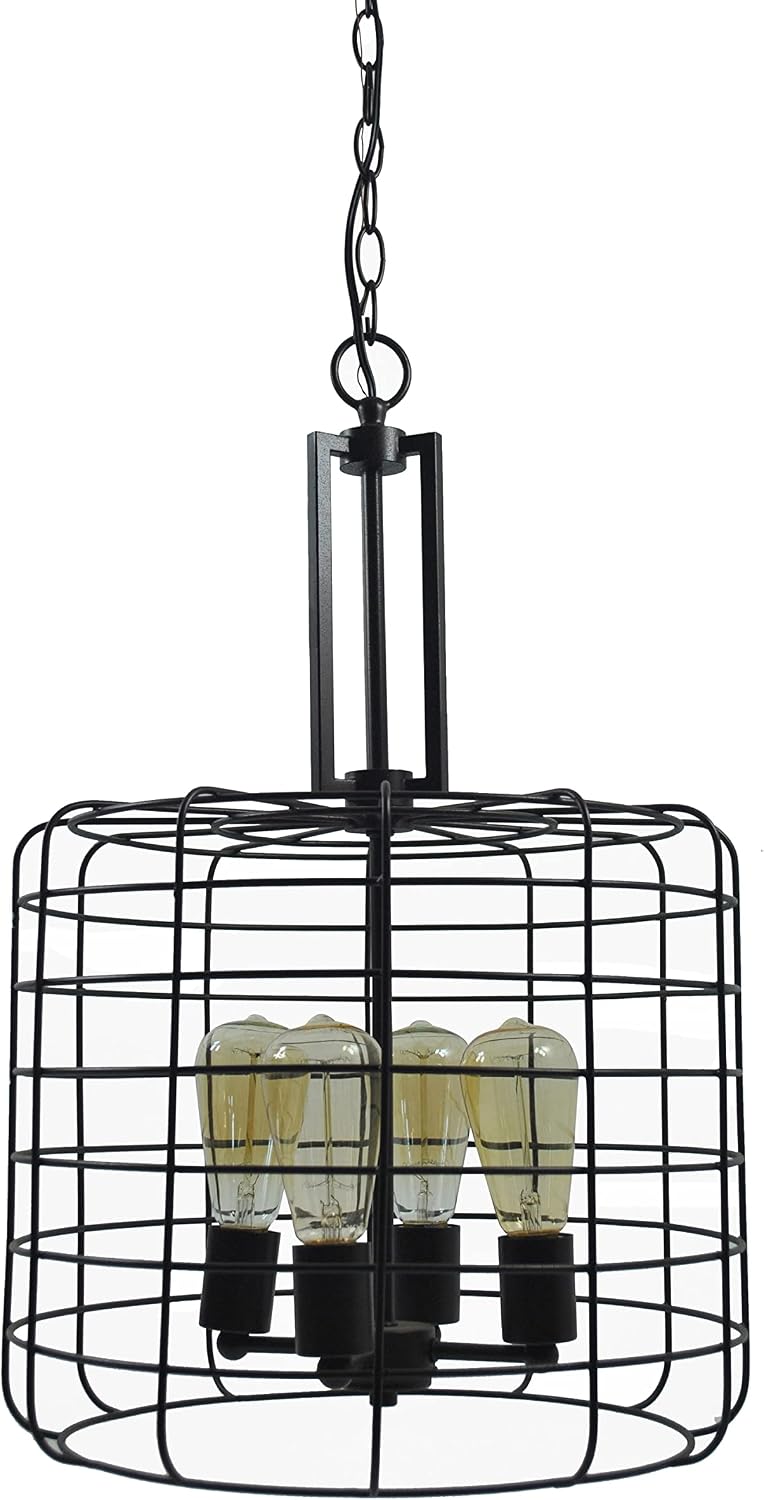 Coffee Bronze Wire Cage 4-Light Ajax Chandelier