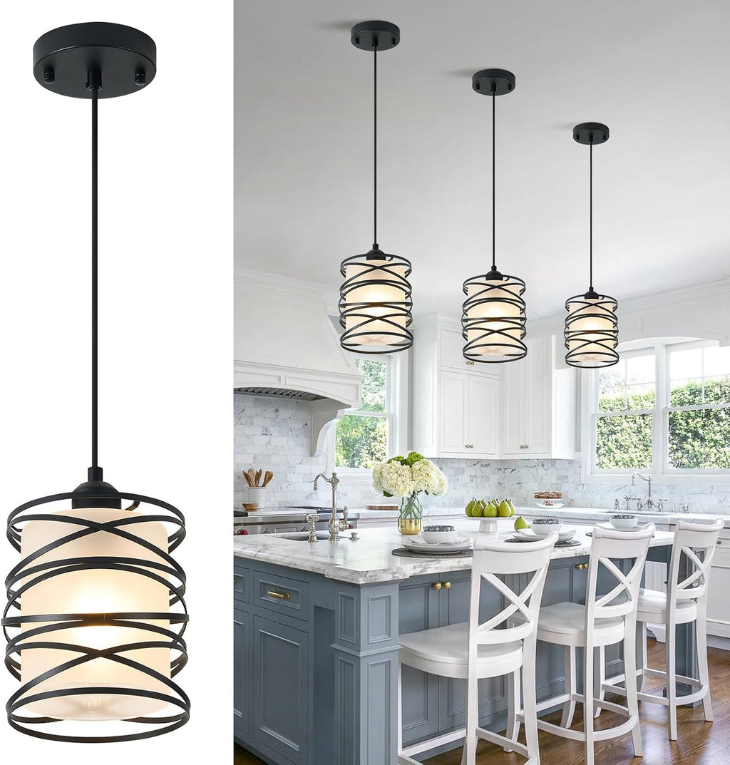 Spiral Cage Handblown Glass Mini Pendant Light